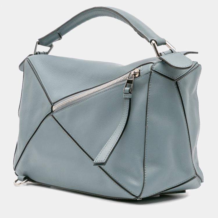 Pre Owned Loewe Blue Medium Calfskin Puzzle Satchel