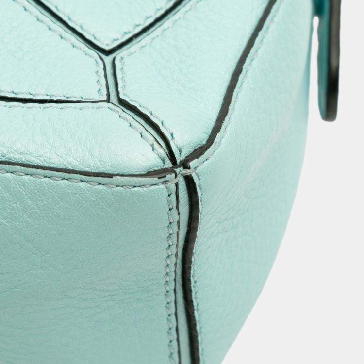 Pre Owned Loewe Blue Mini Calfskin Puzzle Satchel