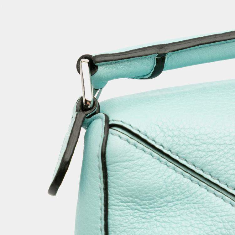 Pre Owned Loewe Blue Mini Calfskin Puzzle Satchel