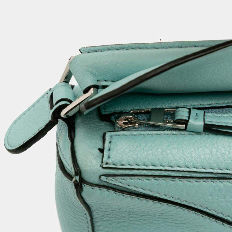 Pre Owned Loewe Blue Mini Calfskin Puzzle Satchel