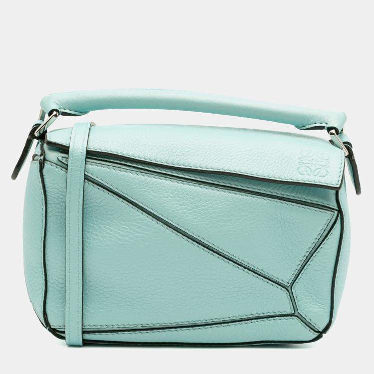Pre Owned Loewe Blue Mini Calfskin Puzzle Satchel