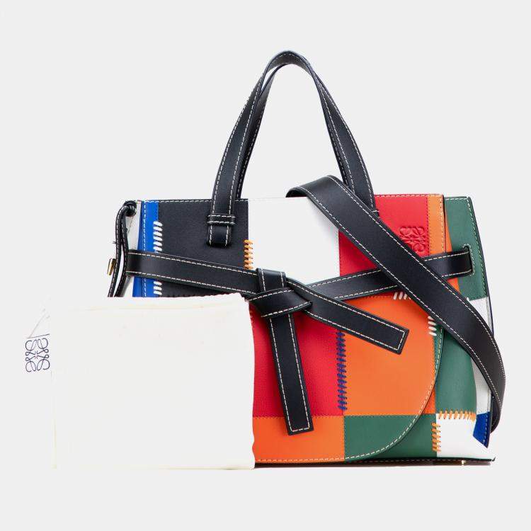 Pre Owned Loewe Multicolor Medium Patchwork Leather Gate Top Handle Satchel