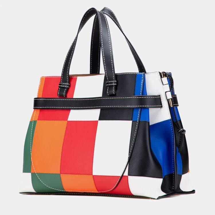 Pre Owned Loewe Multicolor Medium Patchwork Leather Gate Top Handle Satchel