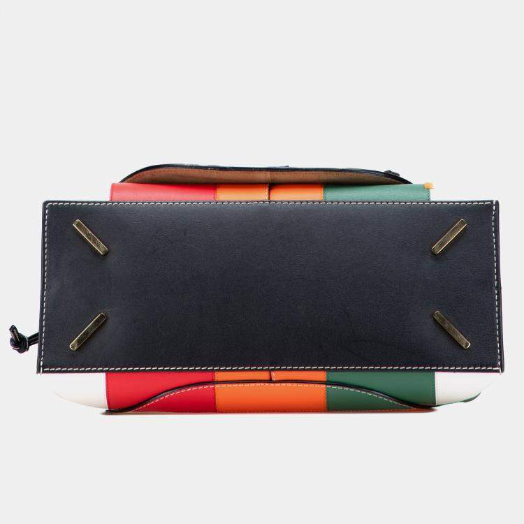 Pre Owned Loewe Multicolor Medium Patchwork Leather Gate Top Handle Satchel