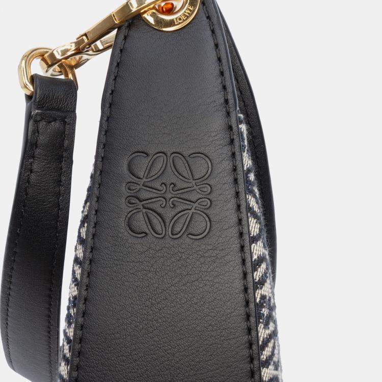 Pre Owned Loewe Black Small Anagram Canvas Luna Hobo