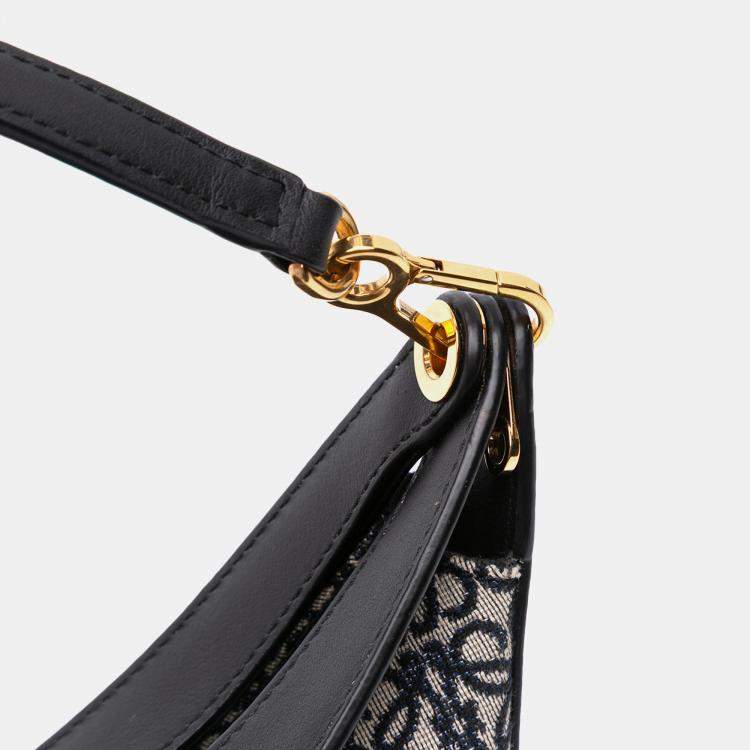 Pre Owned Loewe Black Small Anagram Canvas Luna Hobo