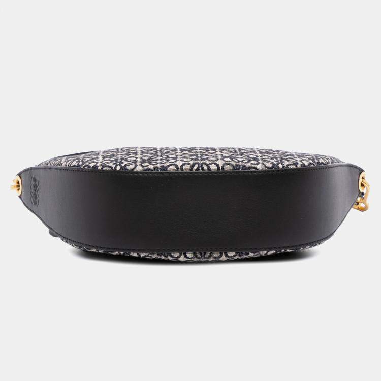 Pre Owned Loewe Black Small Anagram Canvas Luna Hobo