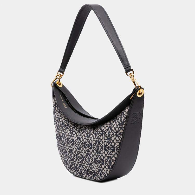 Pre Owned Loewe Black Small Anagram Canvas Luna Hobo