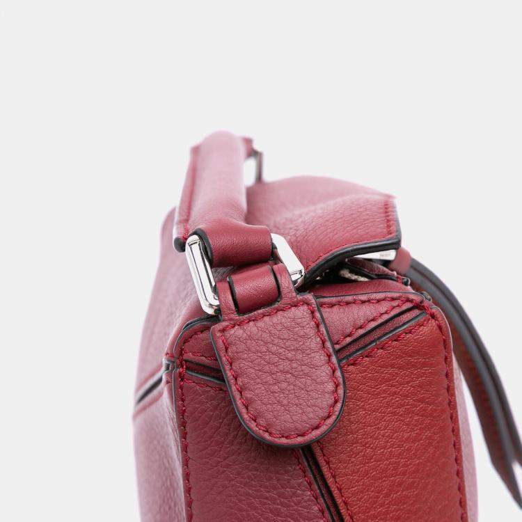 Pre Owned Loewe Red Mini Tricolor Calfskin Puzzle Satchel