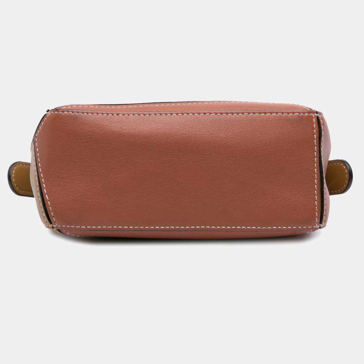 Pre Owned Loewe Brown Mini Tricolor Calfskin Puzzle Satchel