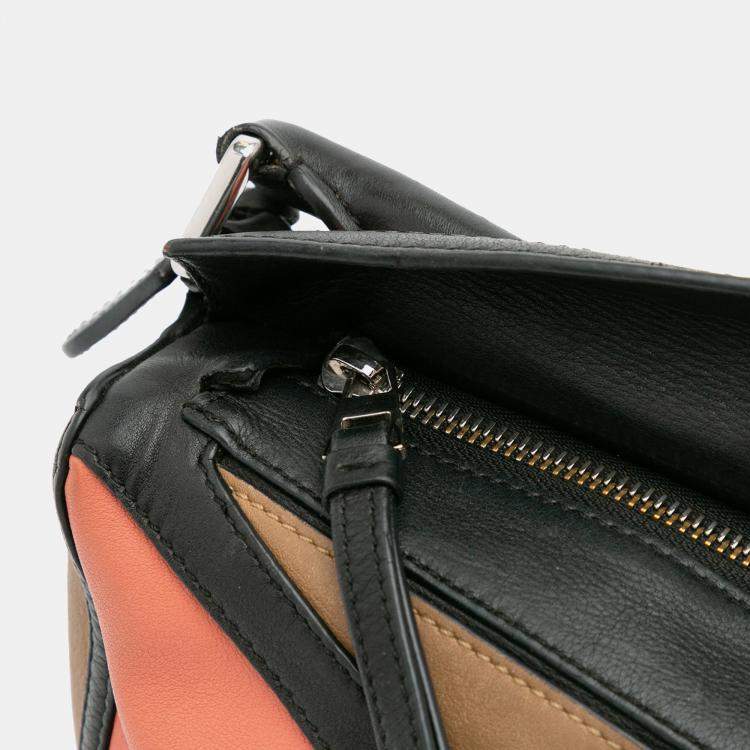 Pre Owned Loewe Brown Small Calfskin Graphic Puzzle Satchel
