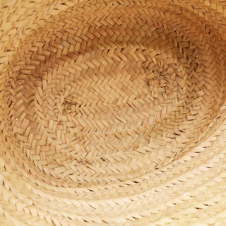Pre Owned Loewe Beige/Brown Raffia and Leather Medium Basket Tote