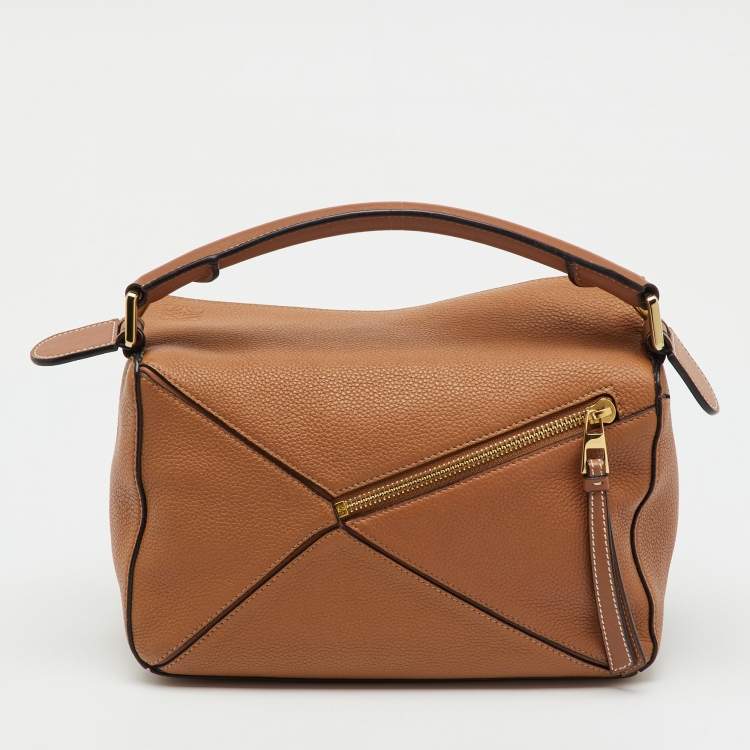 Pre Owned Loewe Tan Leather Small Puzzle Shoulder Bag