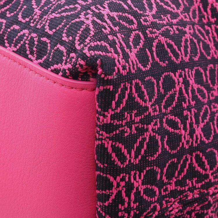 Pre Owned Loewe Pink/Purple Small Anagram Canvas Cubi Bag