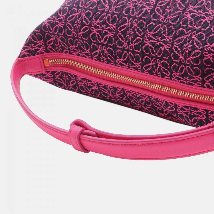 Pre Owned Loewe Pink/Purple Small Anagram Canvas Cubi Bag