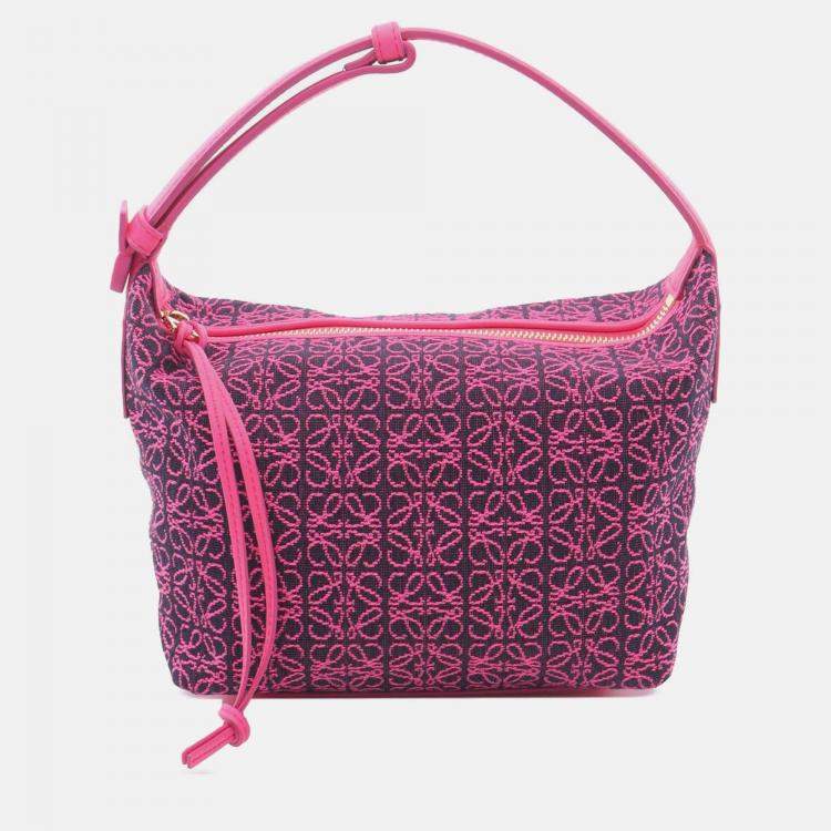 Pre Owned Loewe Pink/Purple Small Anagram Canvas Cubi Bag
