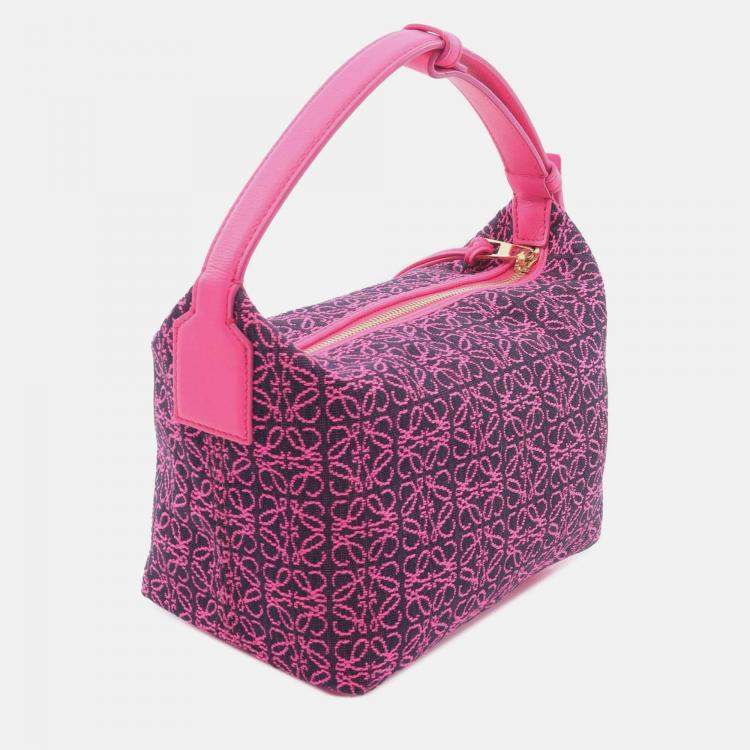 Pre Owned Loewe Pink/Purple Small Anagram Canvas Cubi Bag