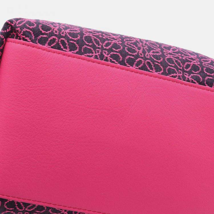 Pre Owned Loewe Pink/Purple Small Anagram Canvas Cubi Bag