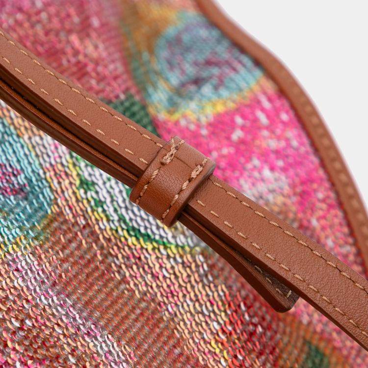 Pre Owned Loewe Pink Paulas Ibiza Mini Sequined Leather Flamenco Knot Crossbody