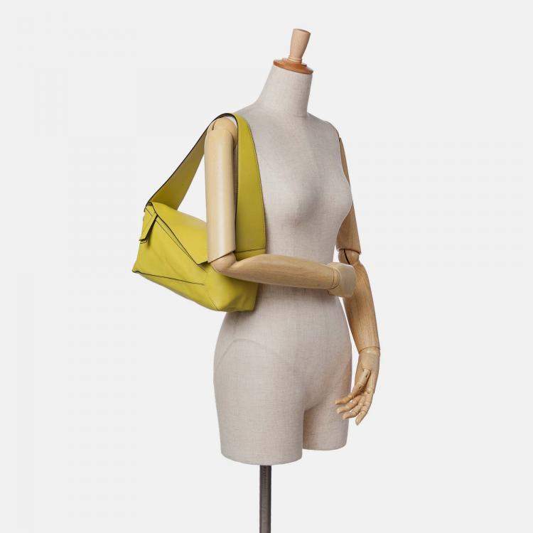 Pre Owned Loewe Yellow Calfskin Puzzle Hobo
