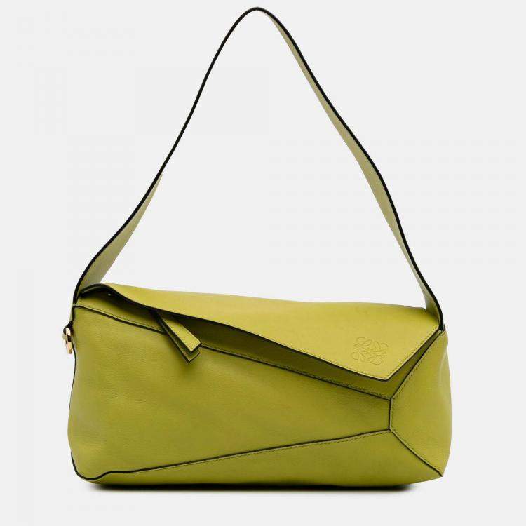 Pre Owned Loewe Yellow Calfskin Puzzle Hobo