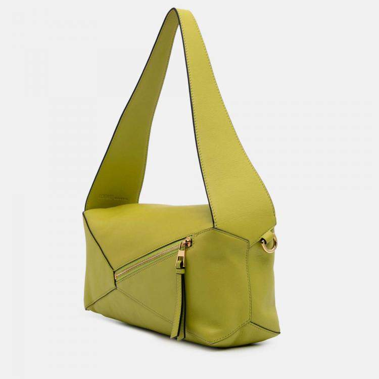 Pre Owned Loewe Yellow Calfskin Puzzle Hobo