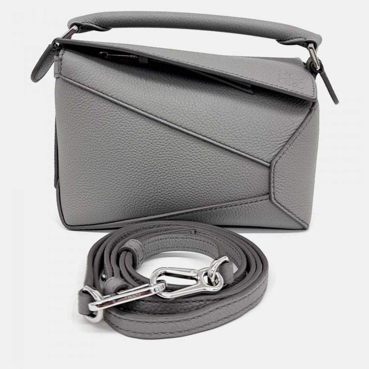 Pre Owned Loewe Grey Leather Puzzle Bag Mini