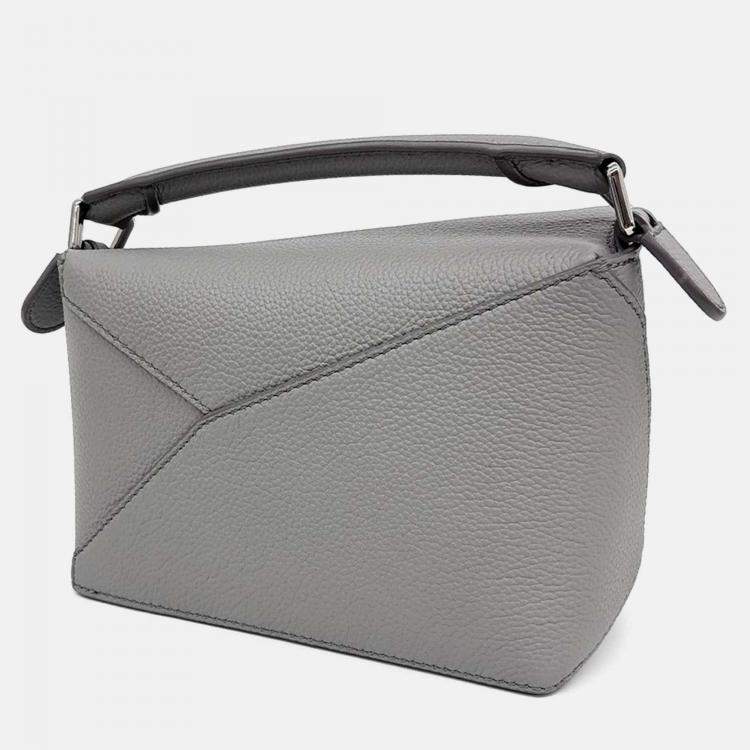 Pre Owned Loewe Grey Leather Puzzle Bag Mini