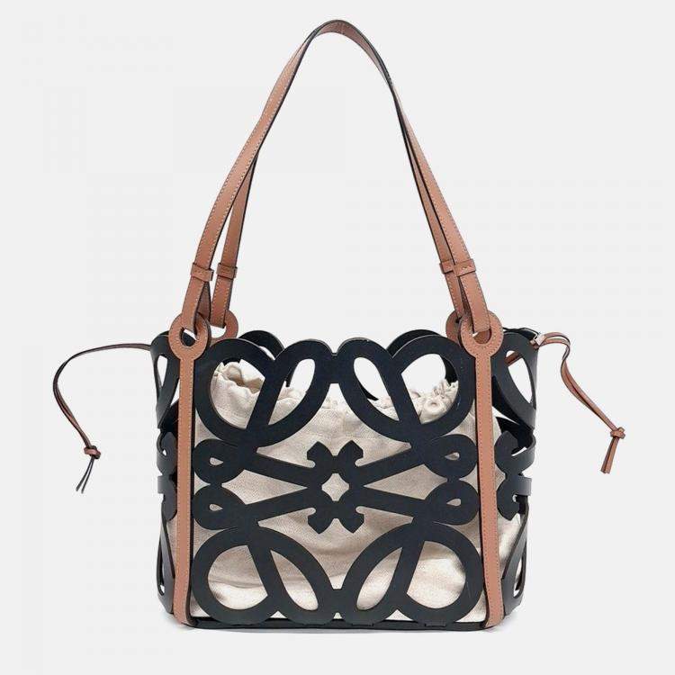 Pre Owned Loewe Leather Anagram Cutout Shoulder Bag