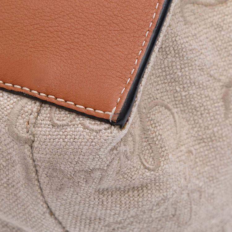 Pre Owned Loewe Beige Medium Canvas Flamenco Knot Tote
