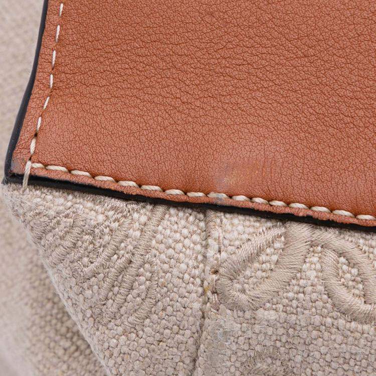 Pre Owned Loewe Beige Medium Canvas Flamenco Knot Tote