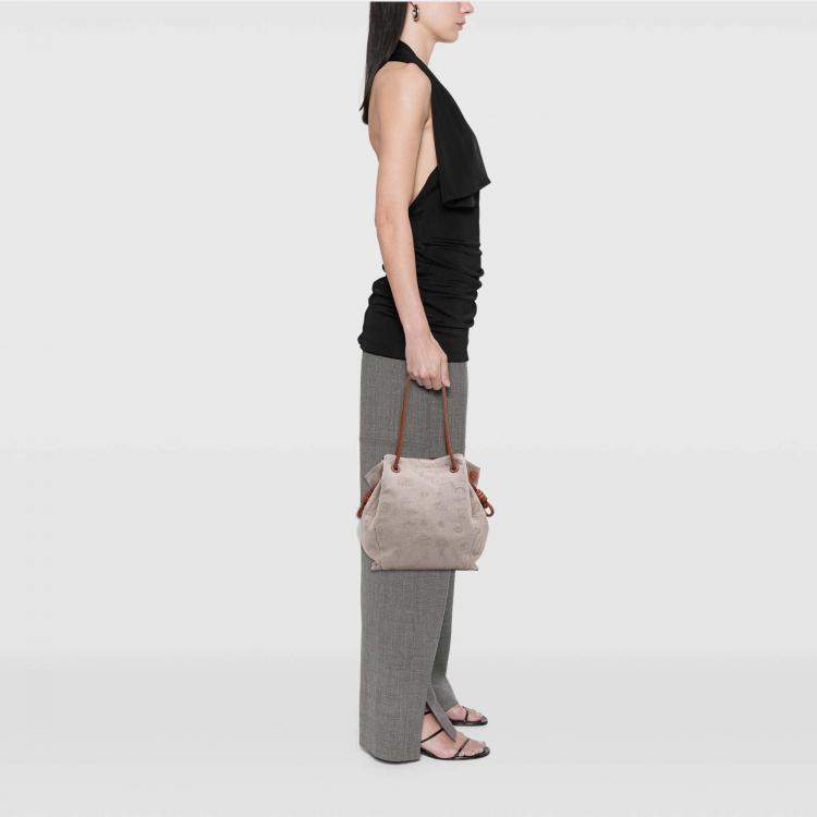 Pre Owned Loewe Beige Medium Canvas Flamenco Knot Tote