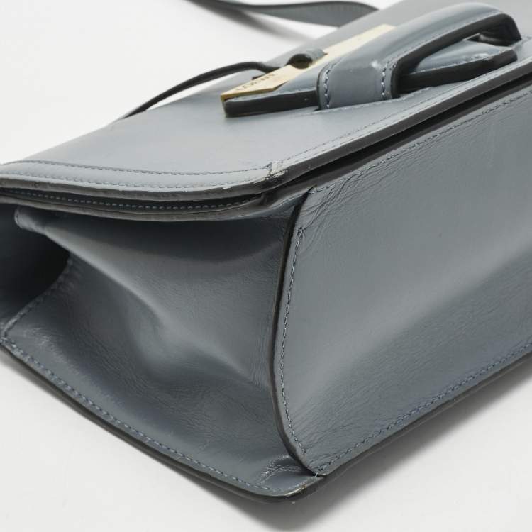 Pre Owned Loewe Light Blue Leather Barcelona Crossbody Bag