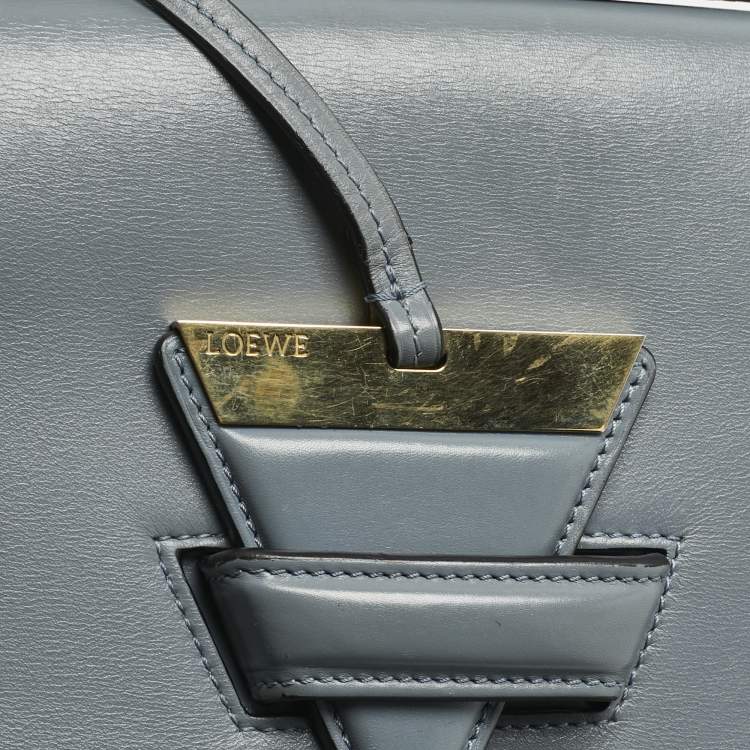 Pre Owned Loewe Light Blue Leather Barcelona Crossbody Bag