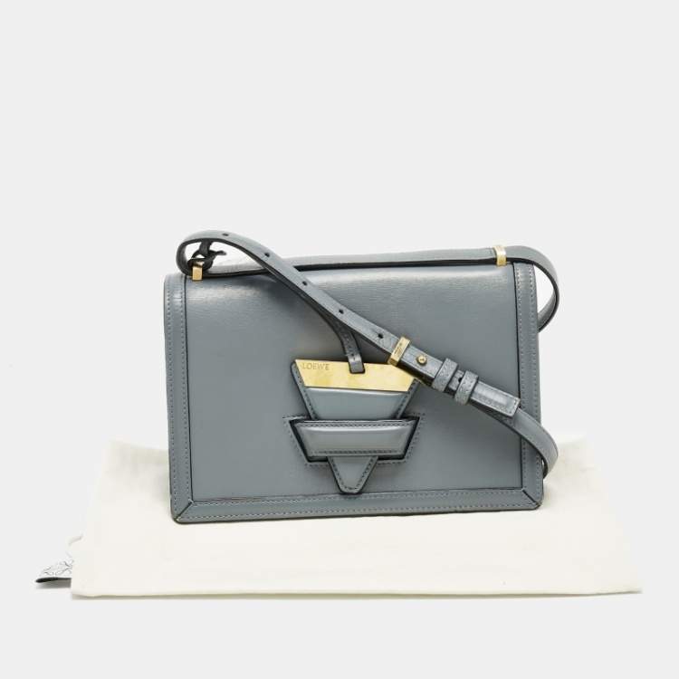Pre Owned Loewe Light Blue Leather Barcelona Crossbody Bag