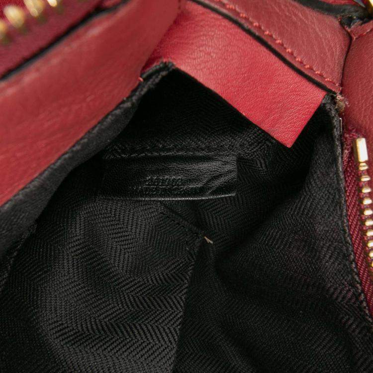 Pre Owned Loewe Red Medium Tricolor Calfskin Puzzle Satchel
