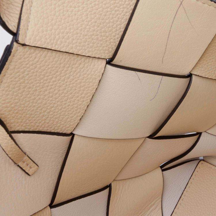 Pre Owned Loewe Beige Brown Small Woven Leather Surplus Basket Bag