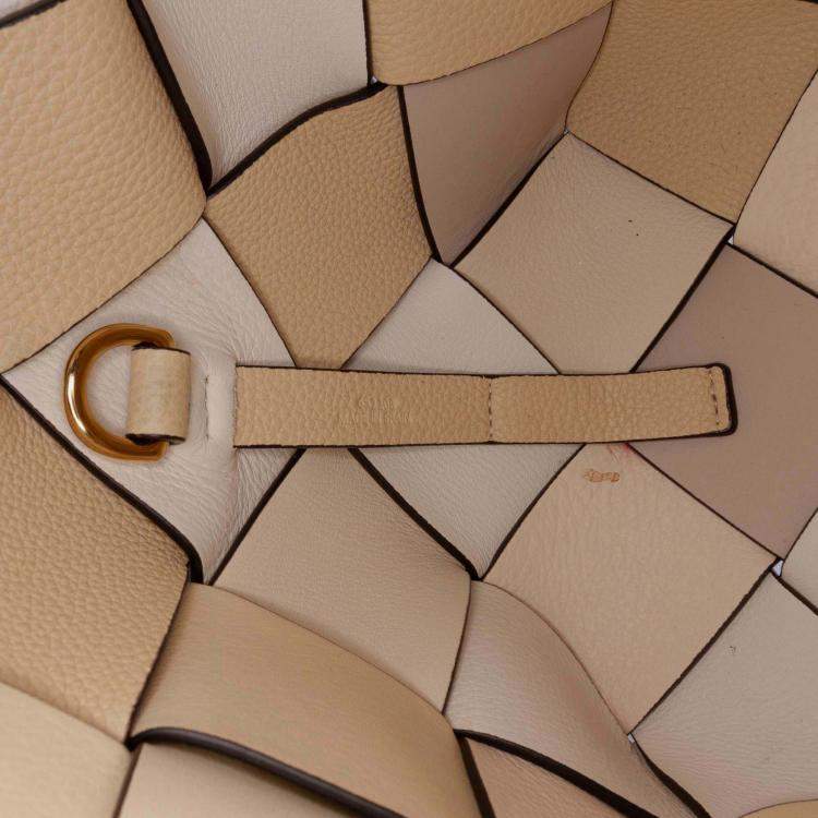 Pre Owned Loewe Beige Brown Small Woven Leather Surplus Basket Bag