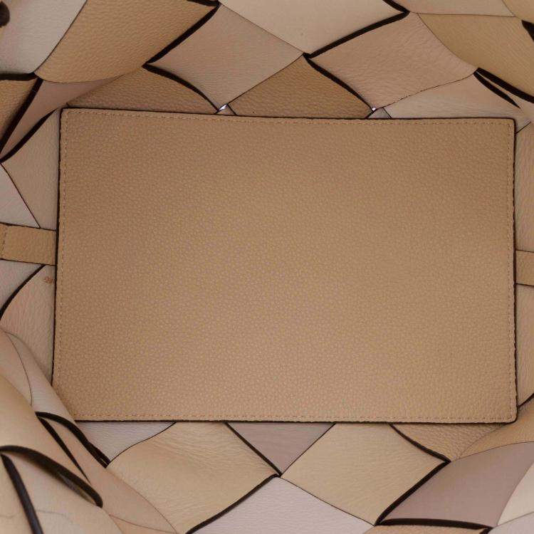 Pre Owned Loewe Beige Brown Small Woven Leather Surplus Basket Bag