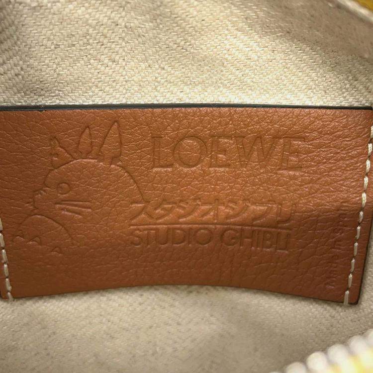 Pre Owned Loewe Puzzle Bag Ghibli Collaboration Totoro Yellow Leather Size Mini