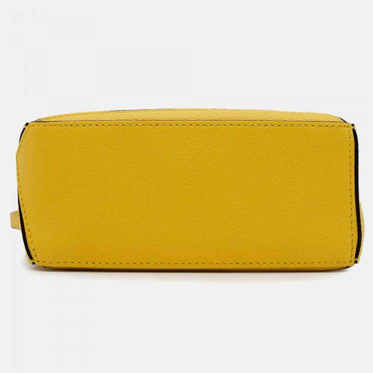 Pre Owned Loewe Puzzle Bag Ghibli Collaboration Totoro Yellow Leather Size Mini