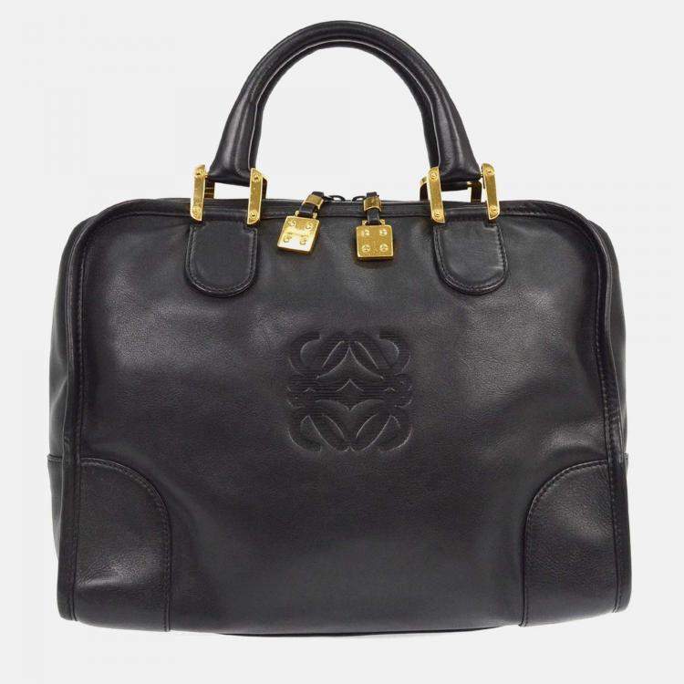 Pre Owned Loewe Amazona 32 Black Leather Handbag