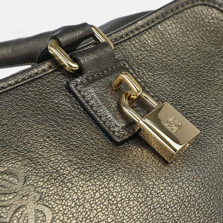 Pre Owned Loewe Amazona 36 Metallic Leather Handbag