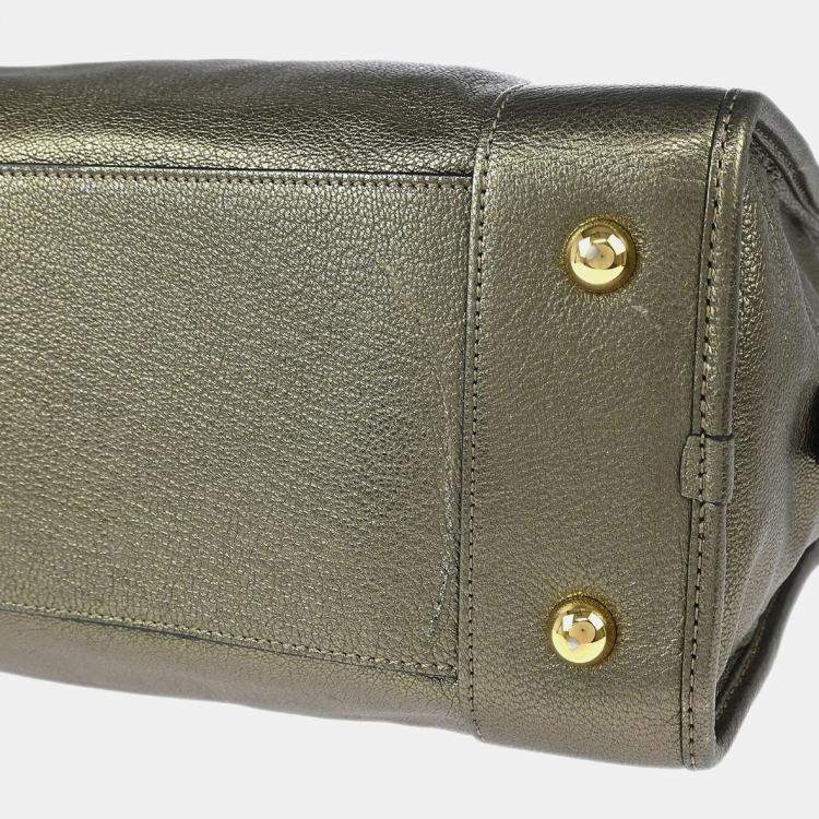 Pre Owned Loewe Amazona 36 Metallic Leather Handbag