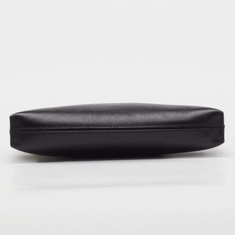 Pre Owned Loewe Black/Orange Leather and Patent Leather Anagram T Pouch