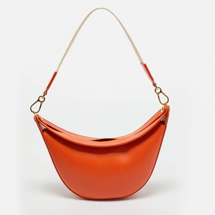 Pre Owned Loewe Orange Leather Luna Hobo
