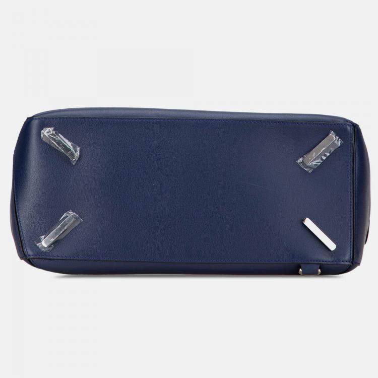 Pre Owned Loewe Blue Large Calfskin Puzzle Satchel