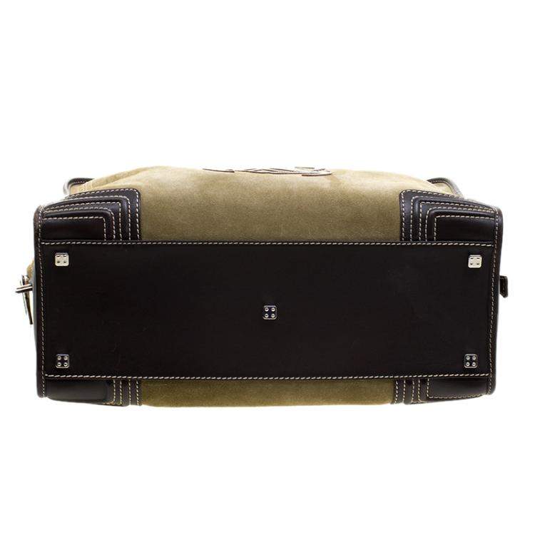 Pre Owned Loewe Khaki/Brown Suede Amazona 36 Tote