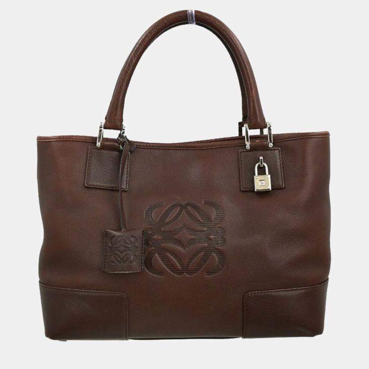 Pre Owned Loewe Brown Fusta 30 Tote Bag