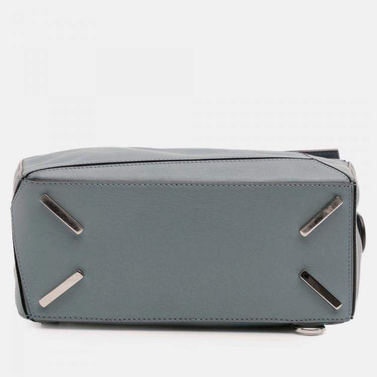 Pre Owned Loewe Blue Small Calfskin Puzzle Satchel